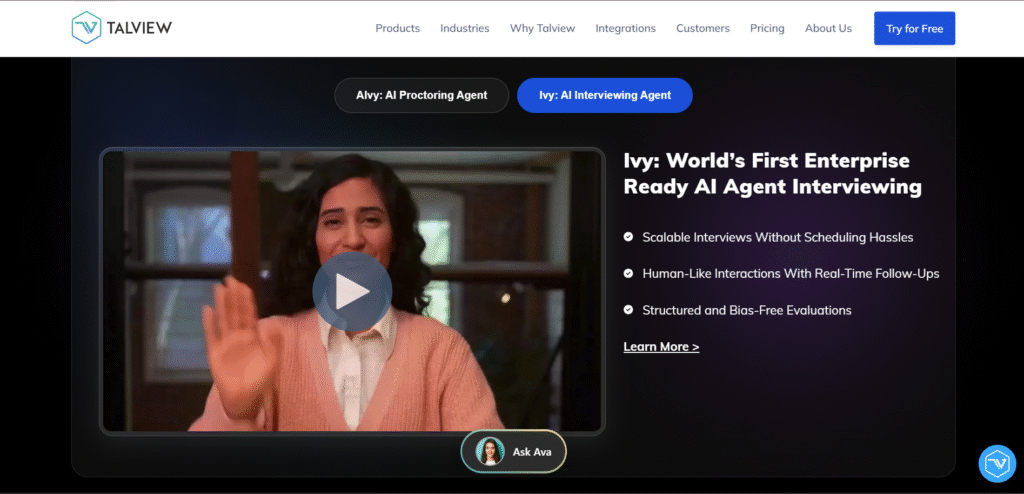 Talview AI App Inerview Agent