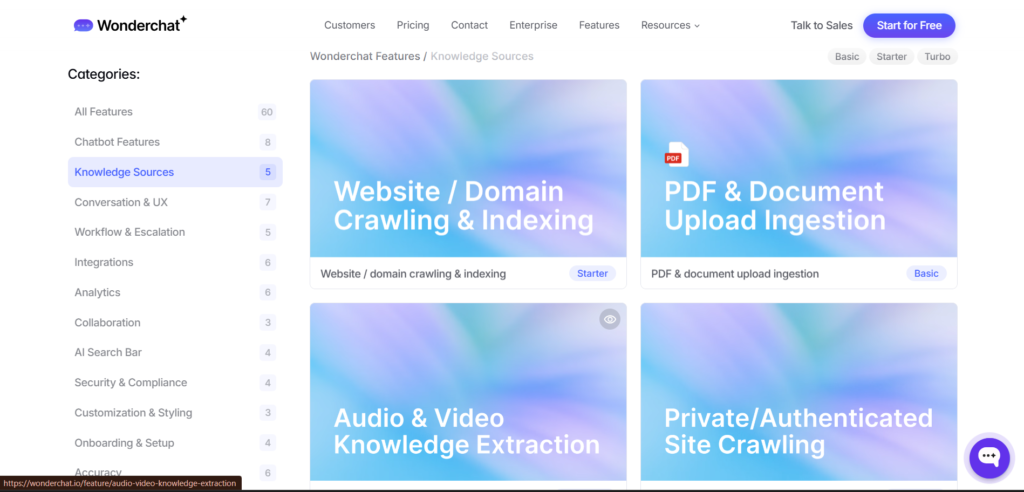 Wonderchat ai app knowledge source