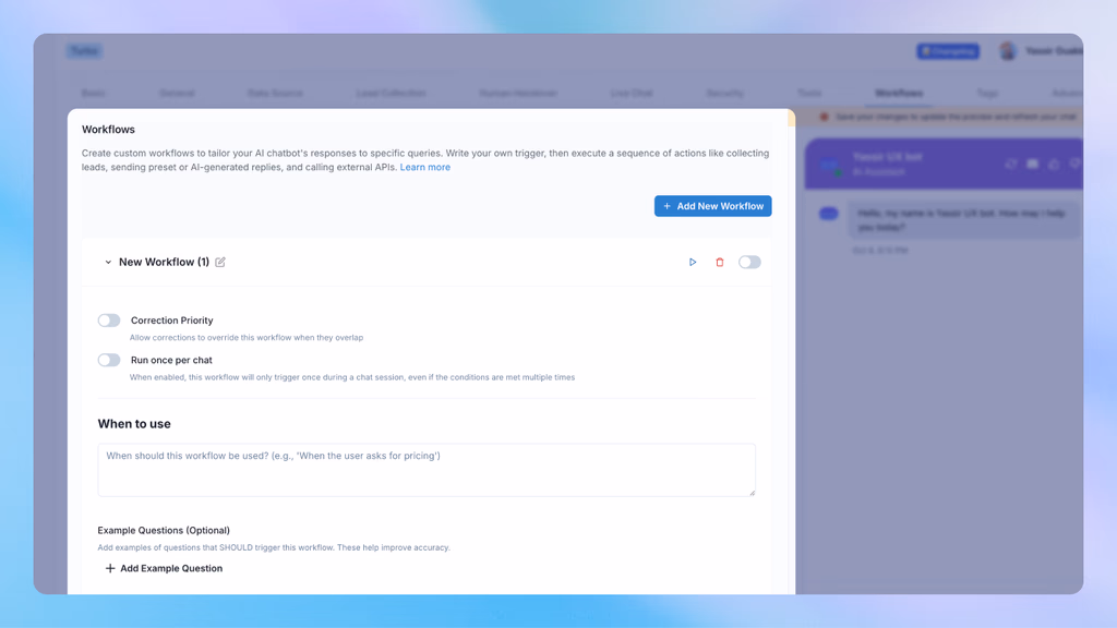 Wonderchat ai app workflows