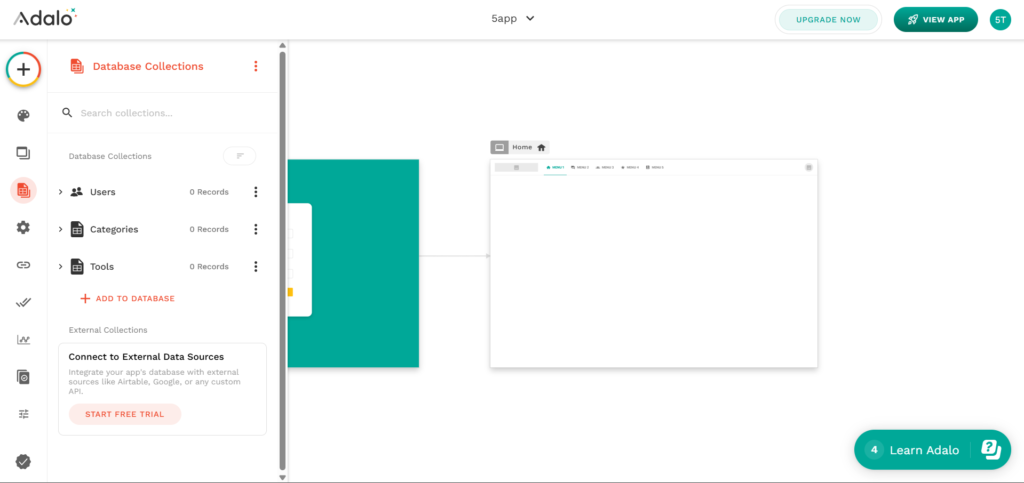 adalo ai app database