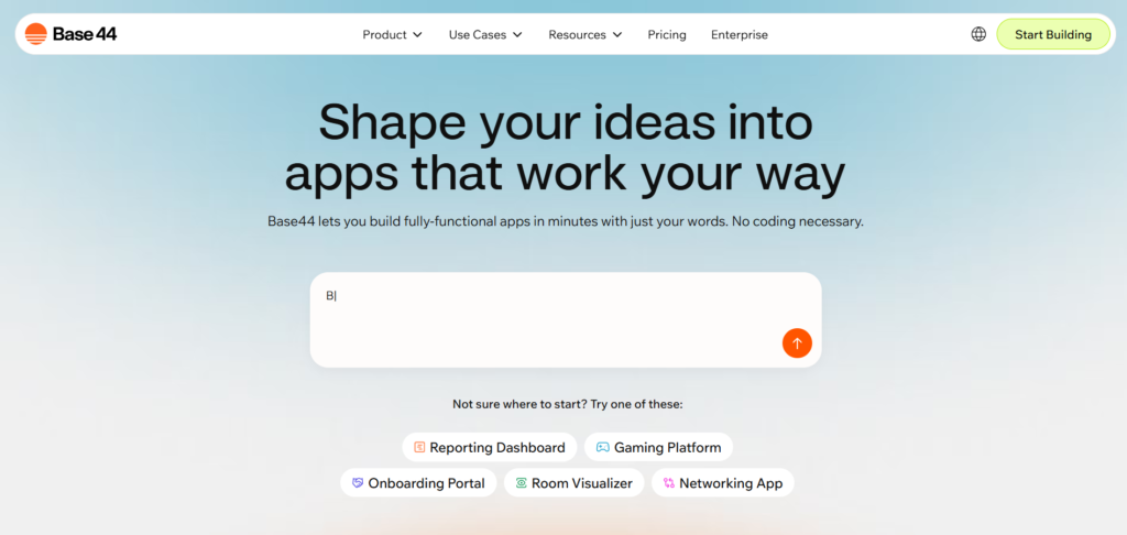base44 ai app homepage