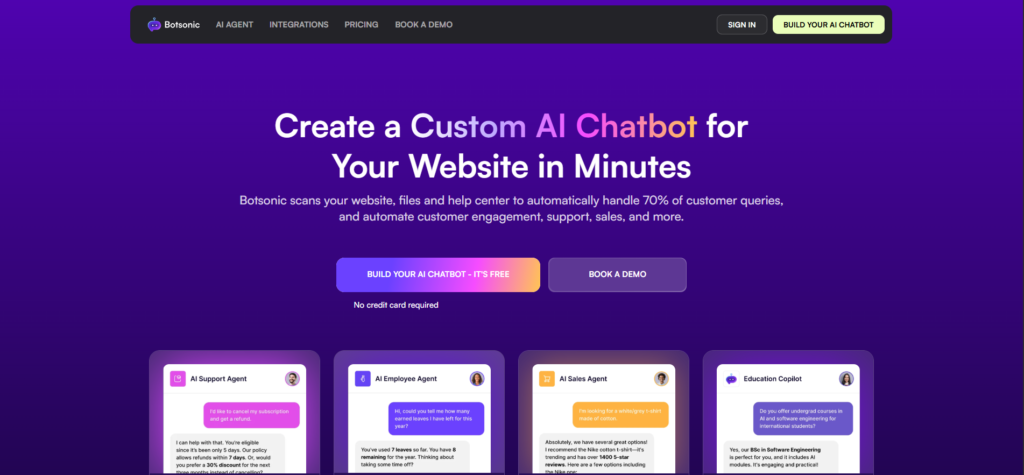 botsonic ai app homepage