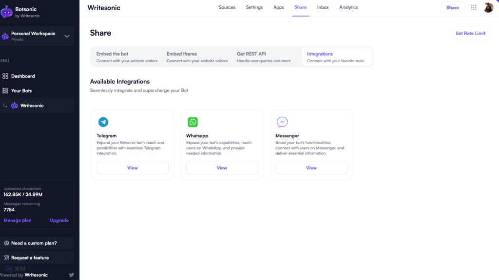 botsonic ai app integration