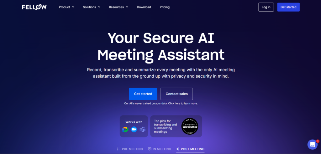 fellow ai app homepage