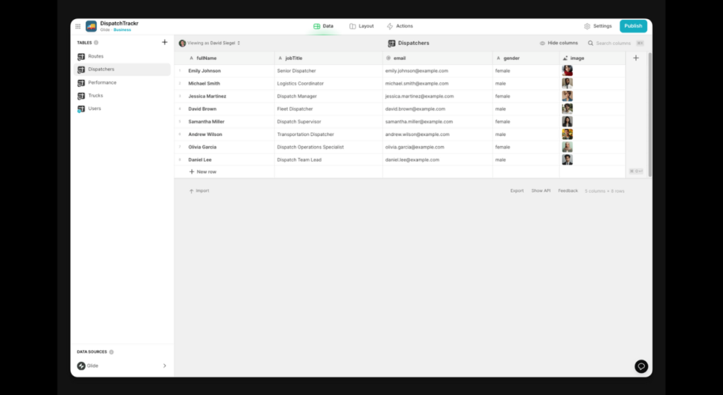 glide ai app data editor