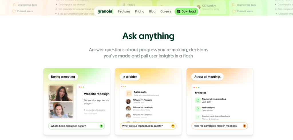 granola ai app ask anything