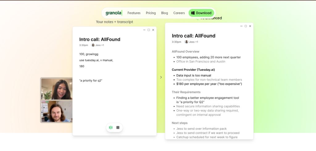 granola ai app notepad