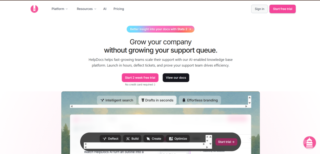 helpdocs ai app homepage
