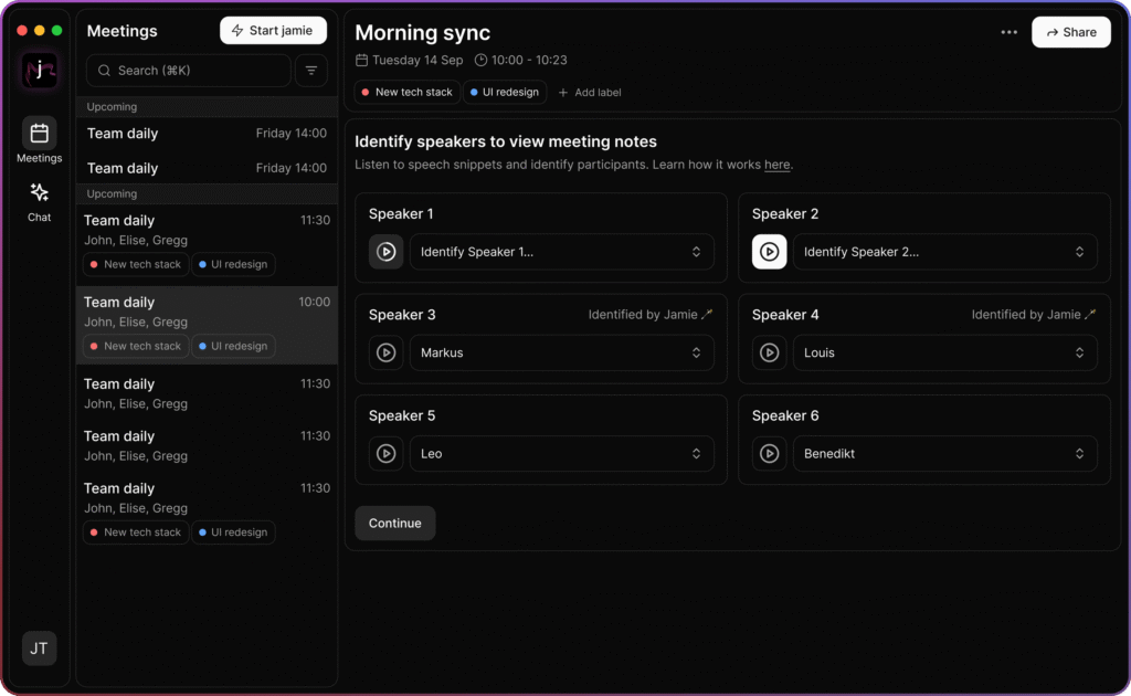 jamie ai app speaker identification