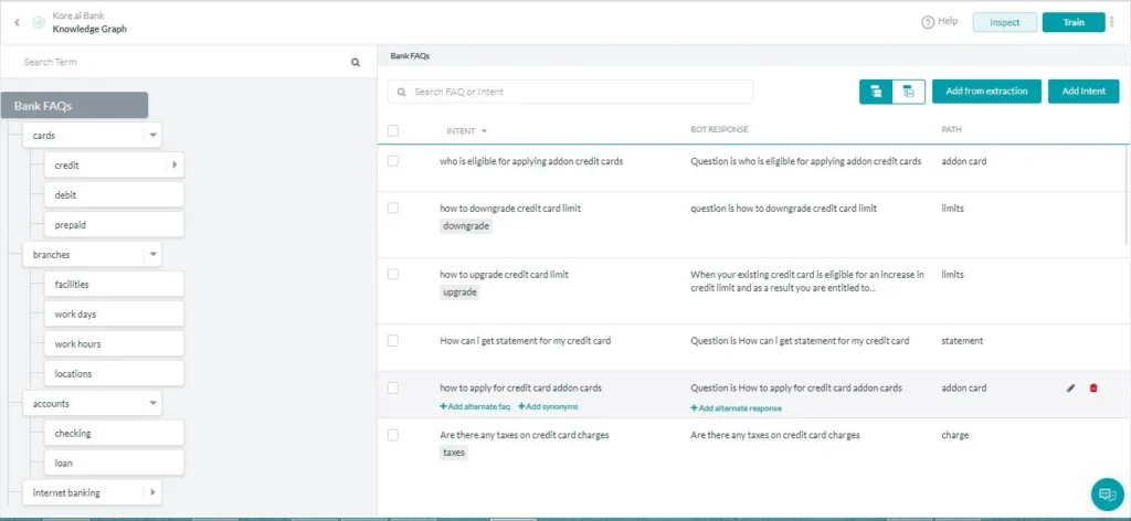 kore-ai app Knowledge-Graph