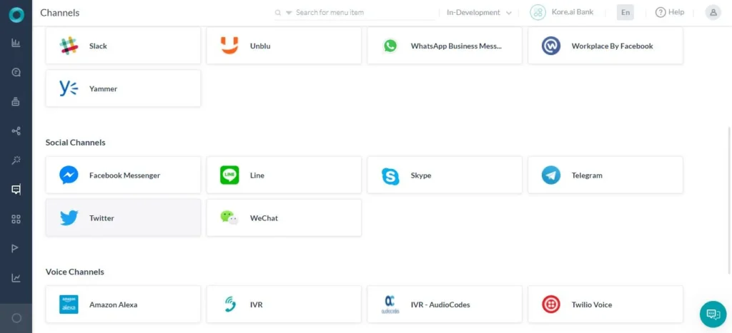 kore-ai app channels