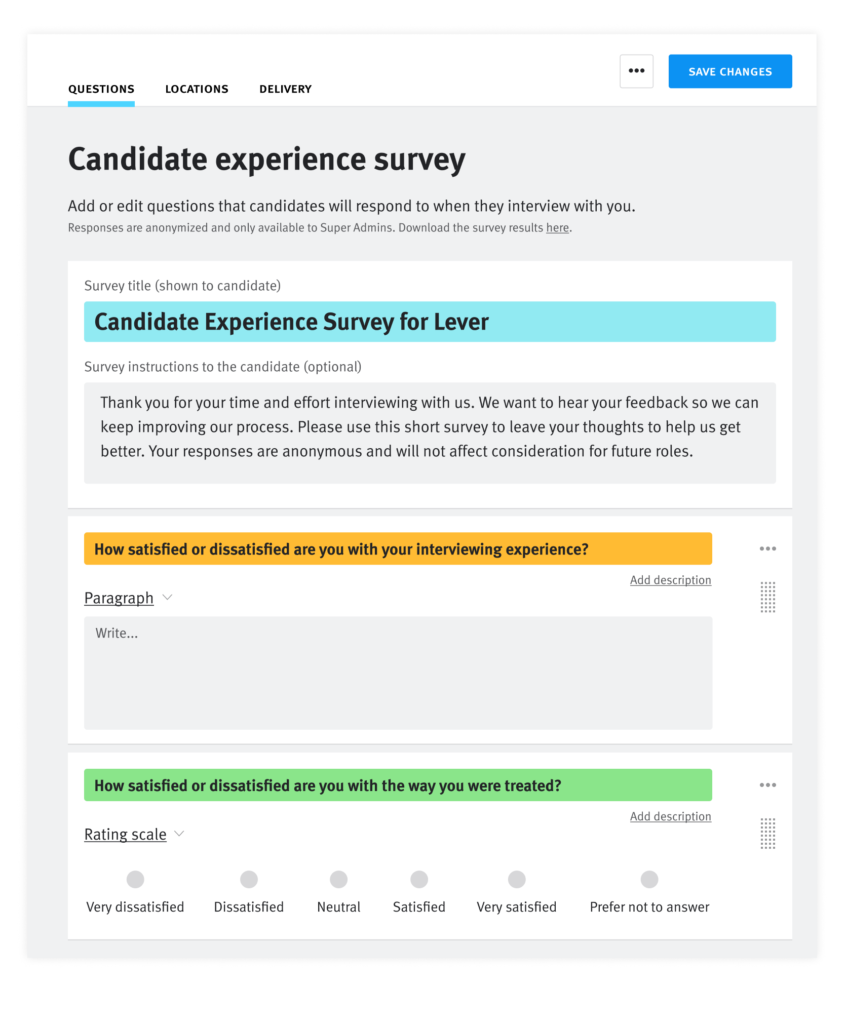 lever ai app Experience-Survey