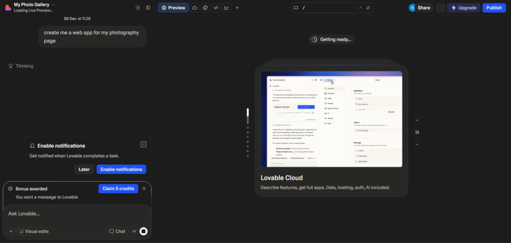 lovable ai app web app creation
