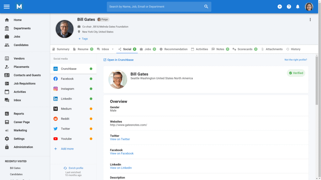 manatal ai app Social-media-enrichment