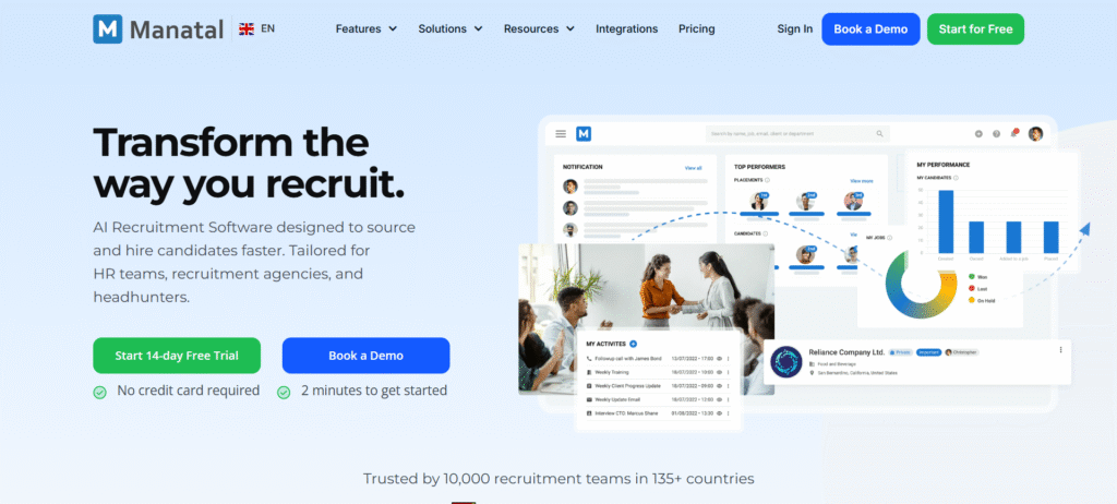 manatal ai app homepage