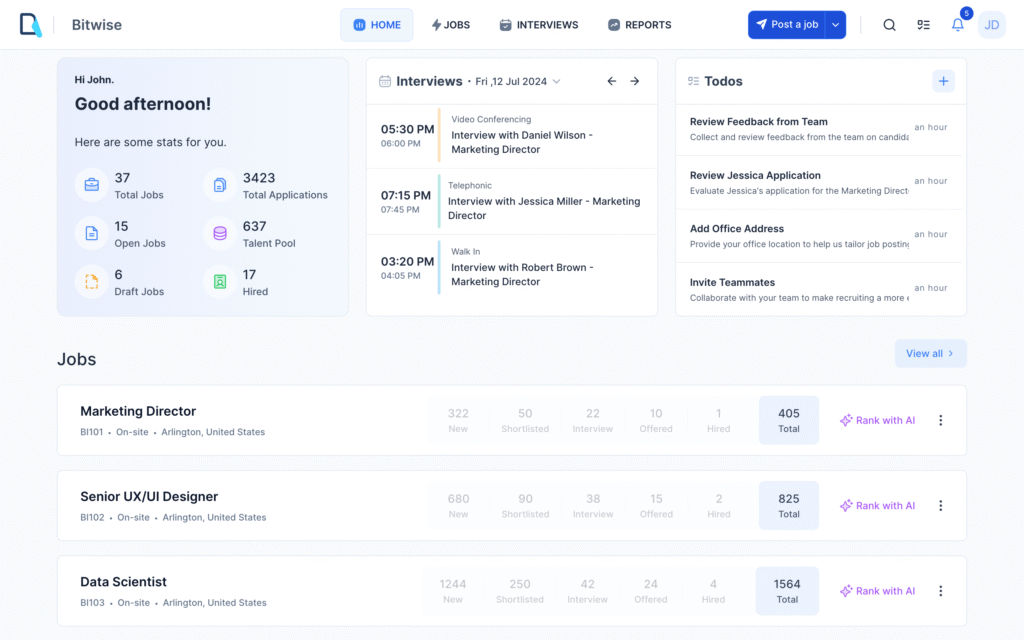 recooty ai app ATS dashboard