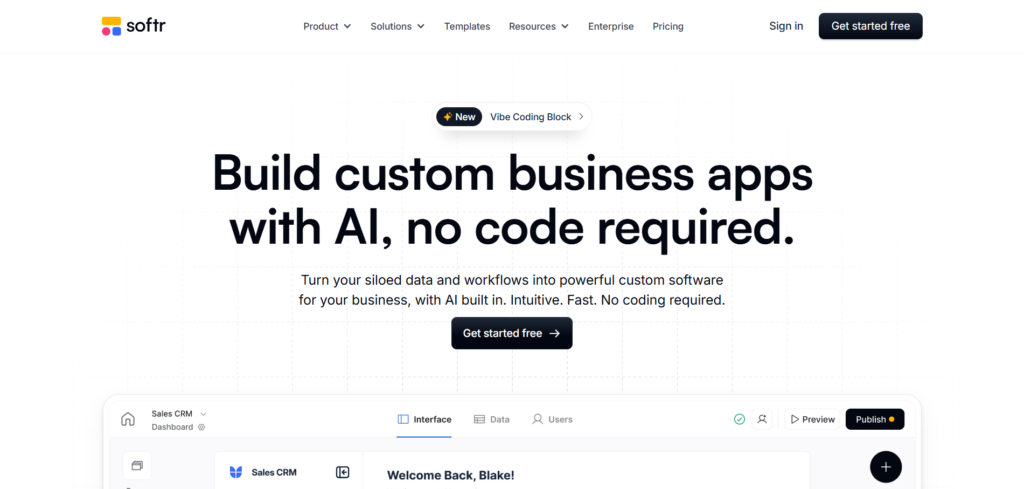 softr ai app homepage