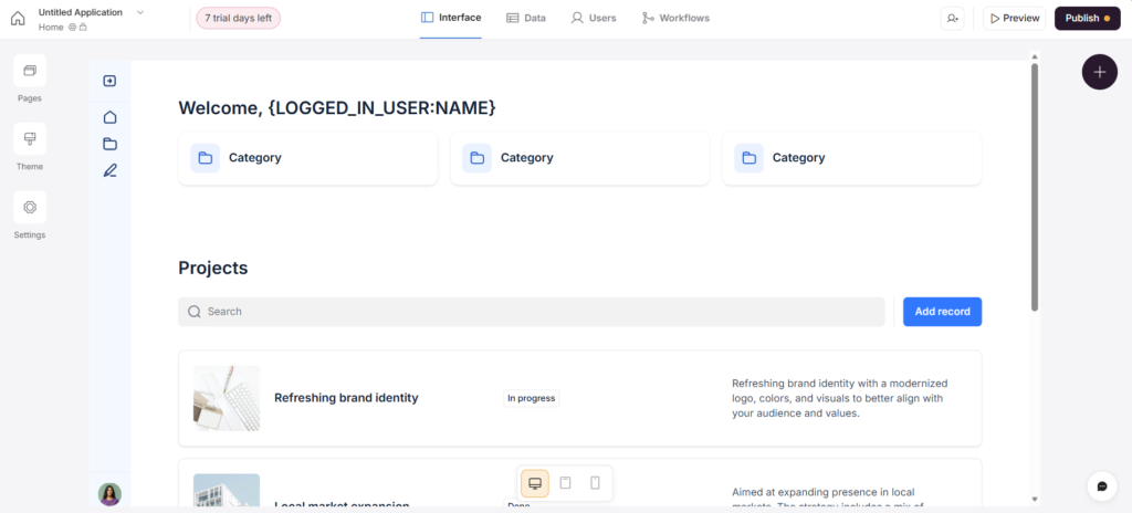 softr ai app interface