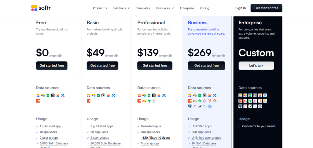softr ai app pricing