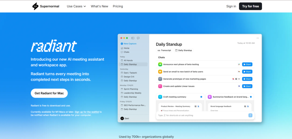 supernormal ai app homepage