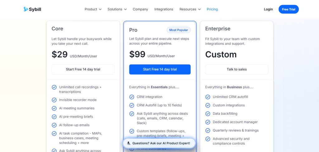sybill-ai app Pricing
