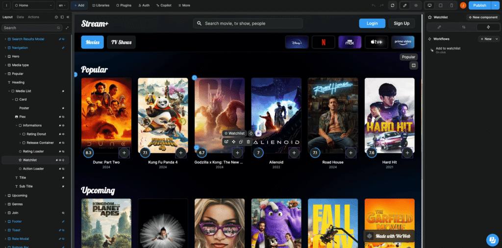 weweb ai app custom interface