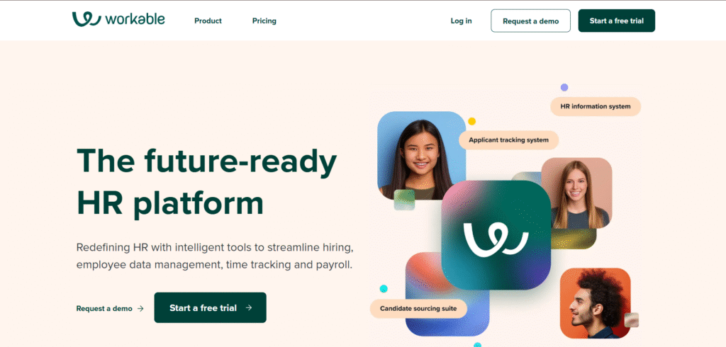 workable ai app homepage